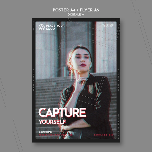 Free PSD poster template for capture yourself theme