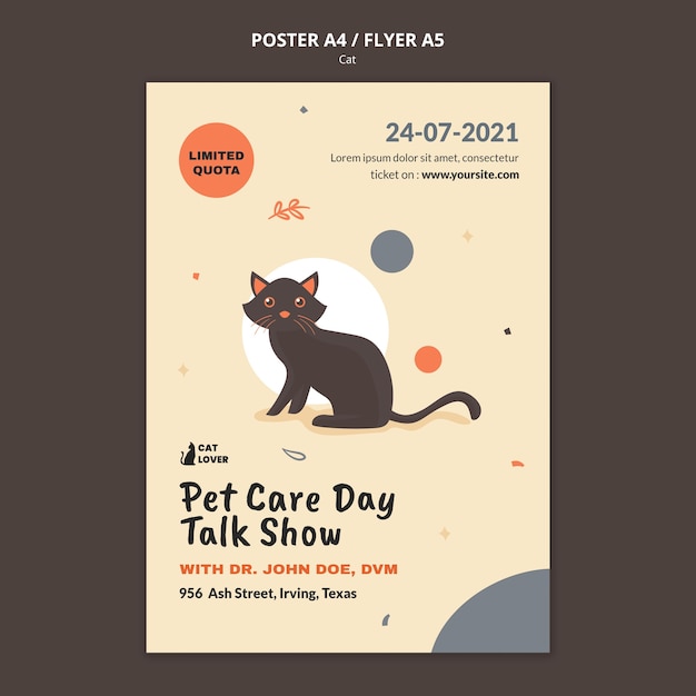 Free PSD poster template for cat adoption