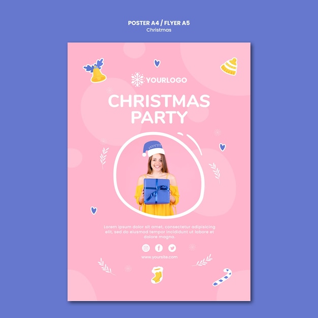 Free PSD poster template for christmas party