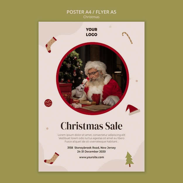 Christmas Shopping Sale Poster Template Free PSD Download