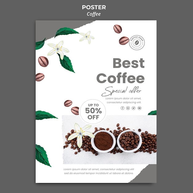 Free PSD poster template for coffee