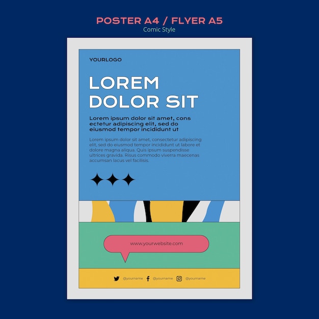 Free PSD poster template in comic style