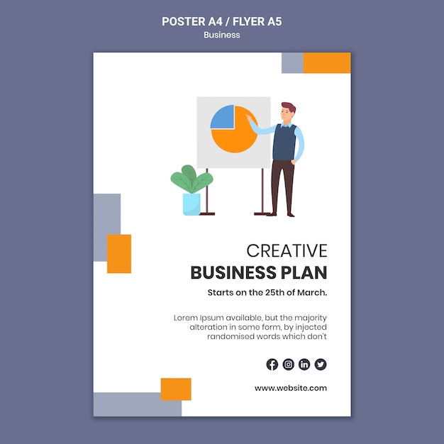 Free PSD poster template for company with creative business plan