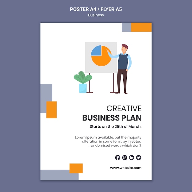 Poster template for company with creative business plan