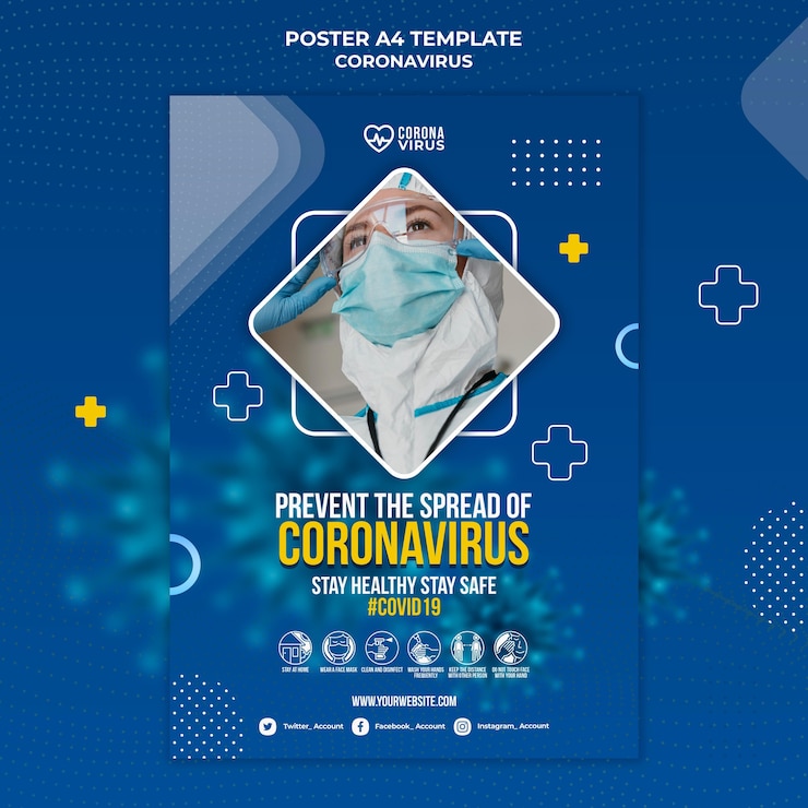 Free PSD poster template for coronavirus awareness