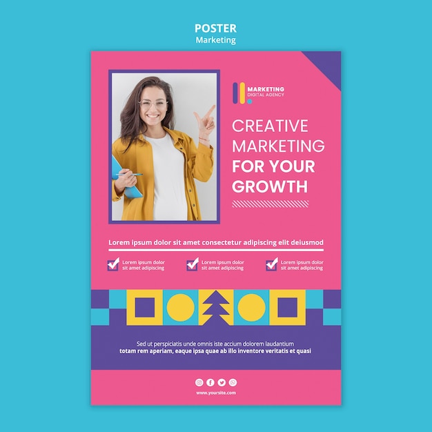 Free PSD poster template for creative marketing agency