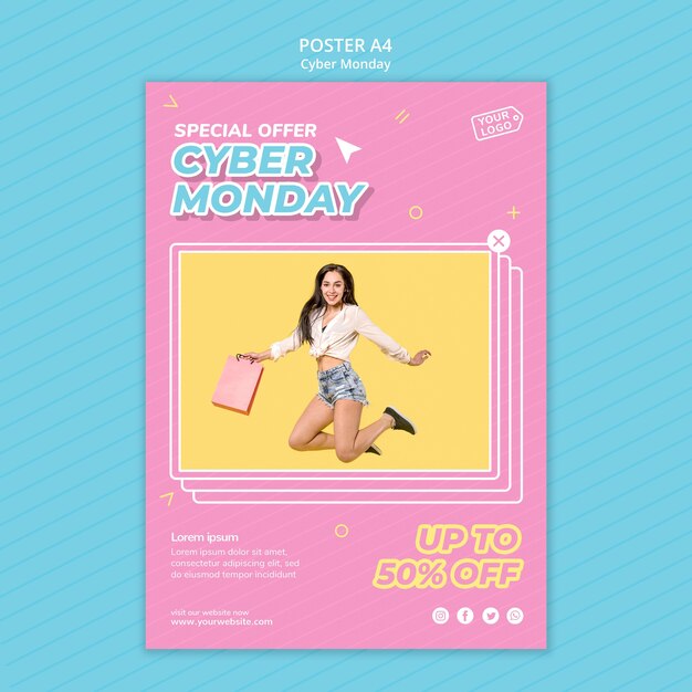 サイバーマンデーショッピングのポスターテンプレート