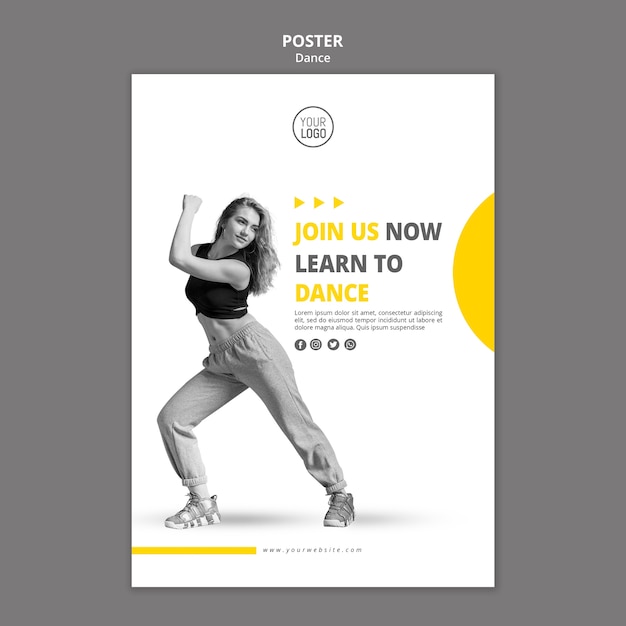 Free PSD poster template for dance lessons