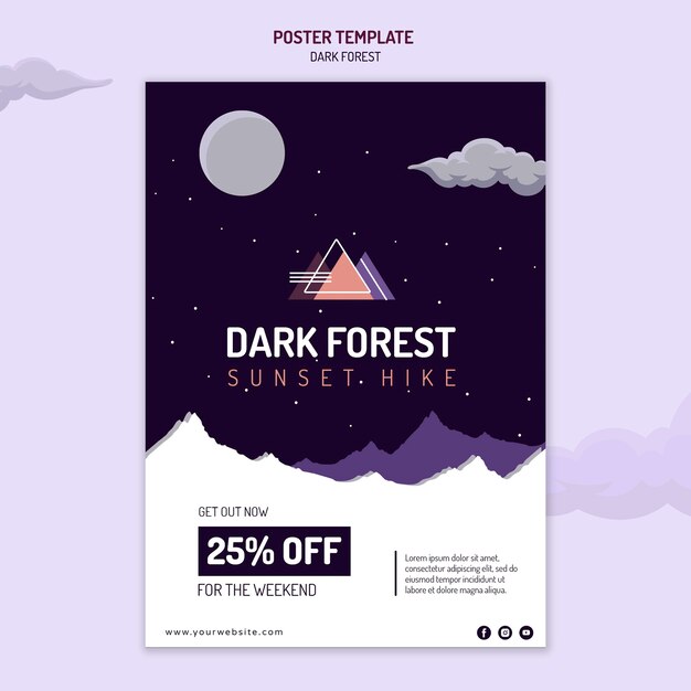 poster template for dark forest hiking