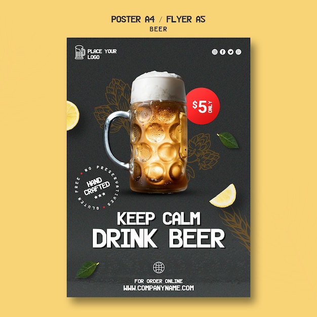 Modello di poster per bere birra