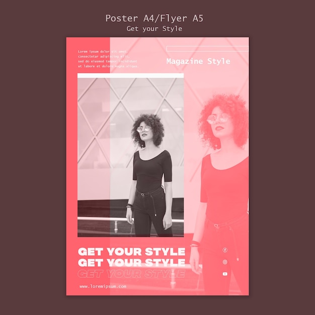 Poster template for electronic style magazine