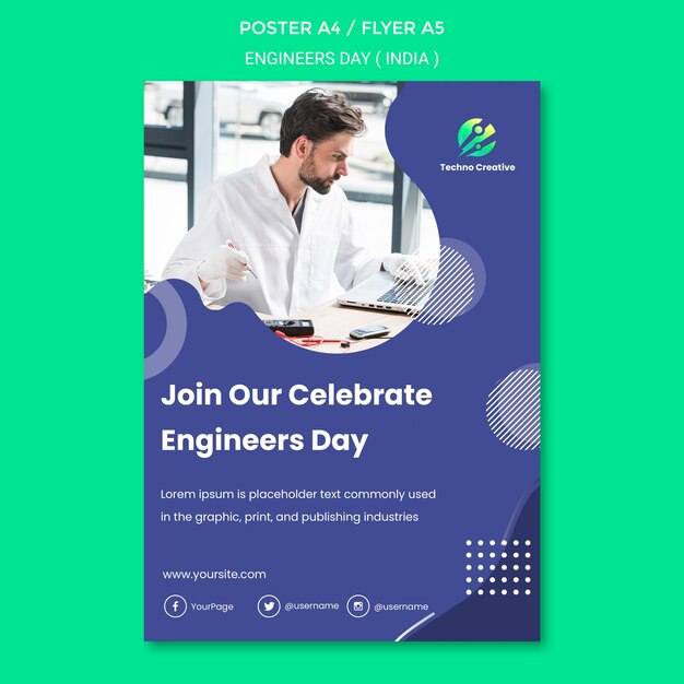 Poster template for engineers day celebration