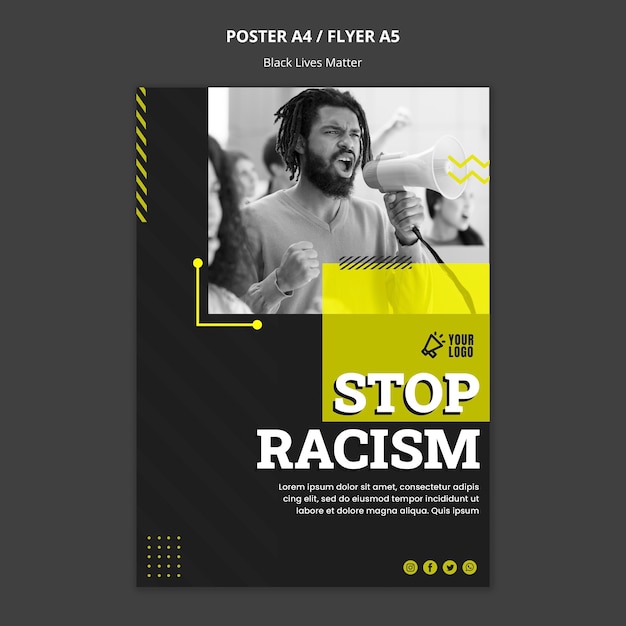 PSD gratuito modello di poster per combattere il razzismo