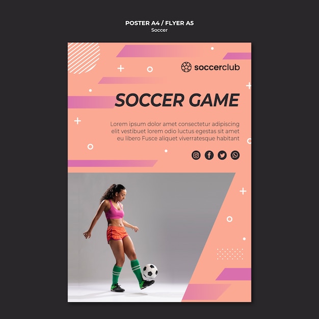 PSD gratuito modello di poster per il calcio