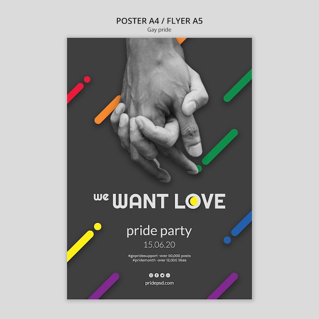 Бесплатный PSD Шаблон постера для гей-прайда