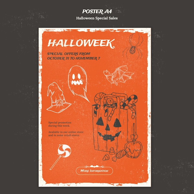 無料PSD ハロウィークのポスターテンプレート