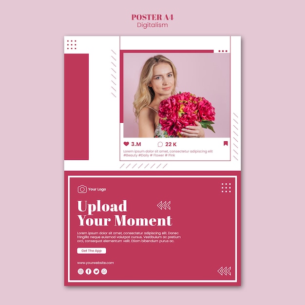 無料PSD ソーシャルメディアの写真をアップロードするためのポスターテンプレート