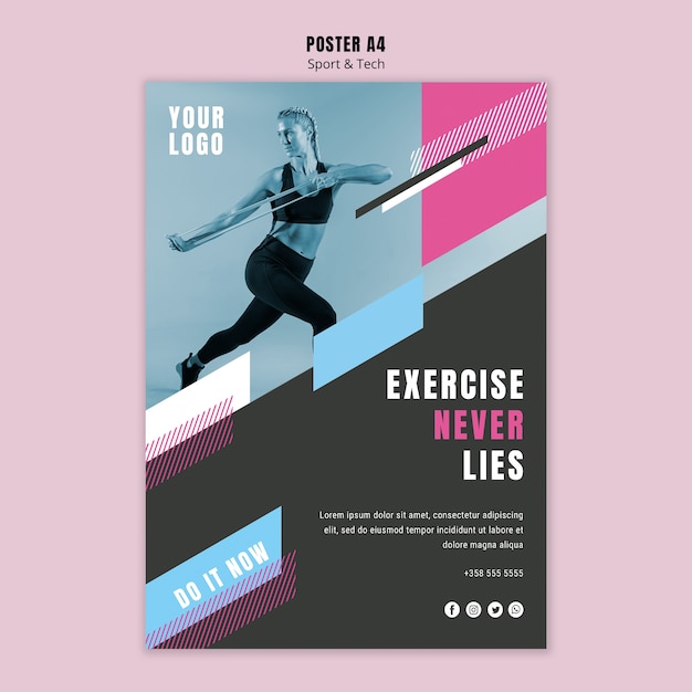 Бесплатный PSD Шаблон постера для спорта и фитнеса