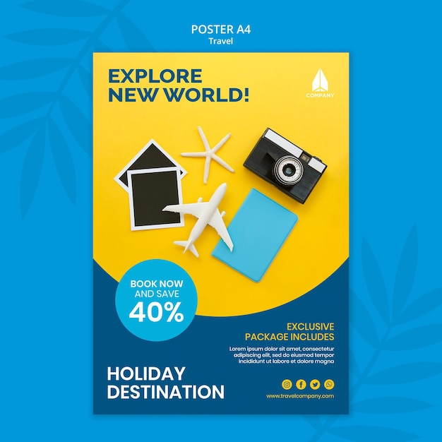 무료 PSD 휴가 여행을위한 포스터 템플릿