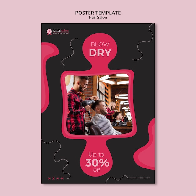 Free PSD poster template for hair salon