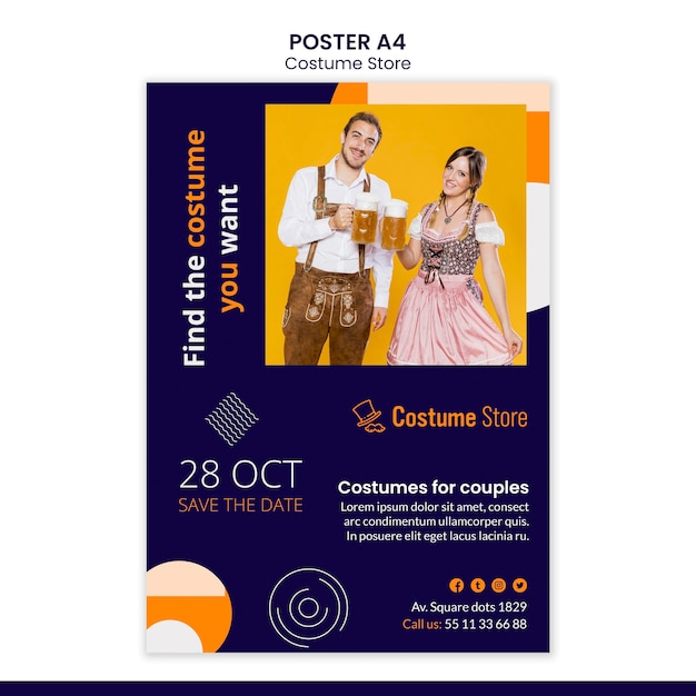 Free PSD poster template for halloween costumes