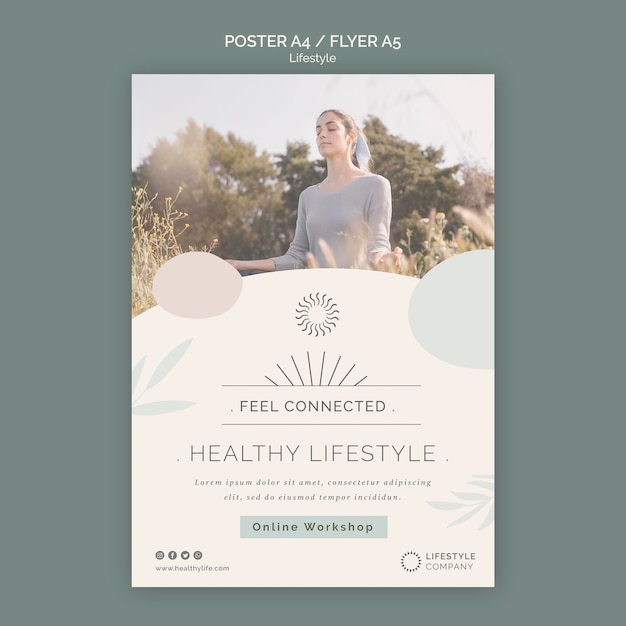 Free PSD poster template for healthy lifestyle company