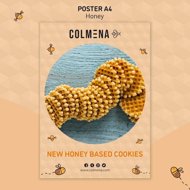 Free PSD poster template honey shop