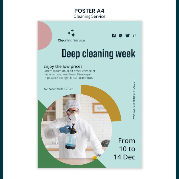 Free PSD poster template for house cleaning company