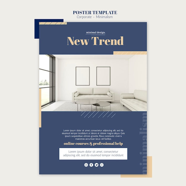 PSD gratuito modello di poster per l'interior design