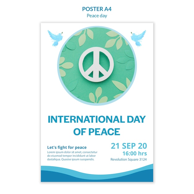 PSD gratuito modello di poster per la giornata internazionale della pace