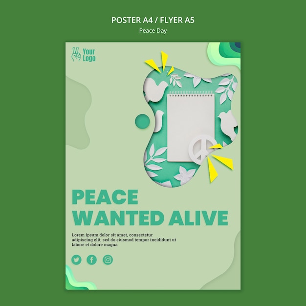 Free PSD poster template for international peace day