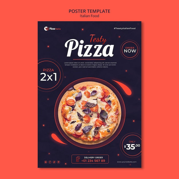 Free PSD poster template for italian food restaurant