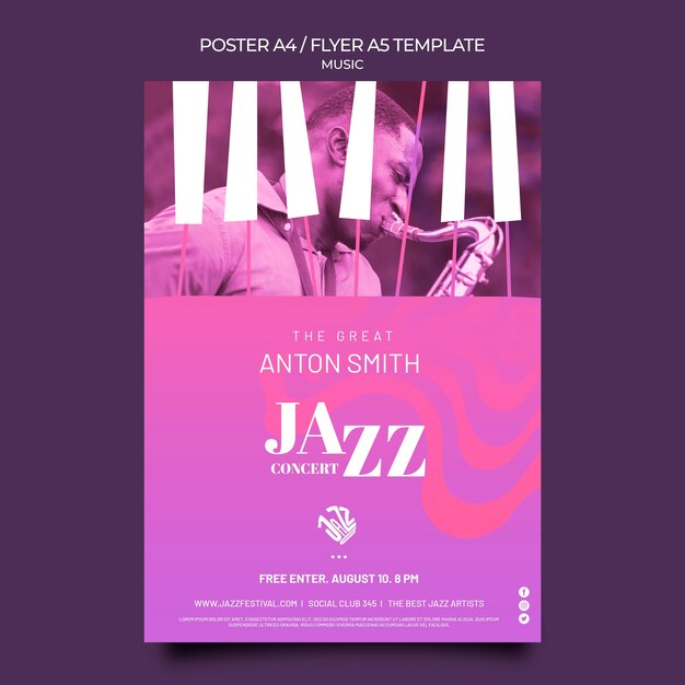 Poster template for jazz festival and club