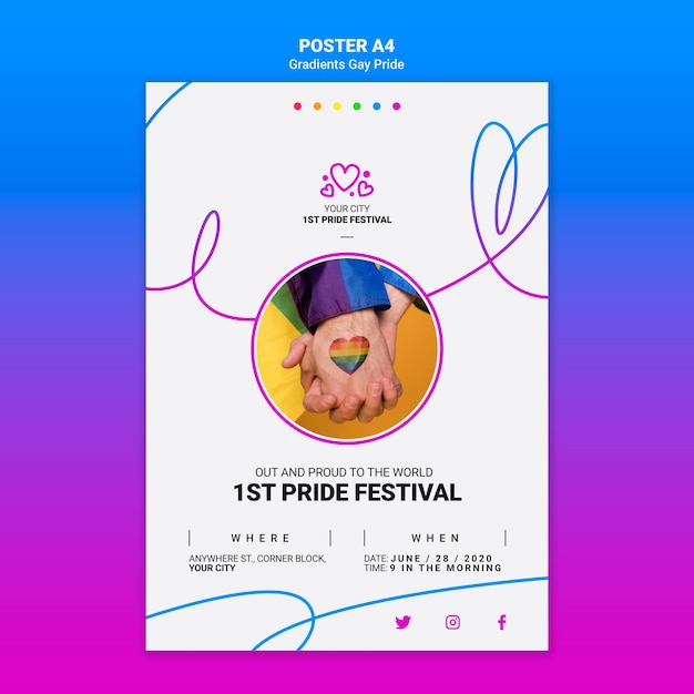 Free PSD poster template for lgbt pride