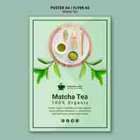 Free PSD poster template for matcha tea concept