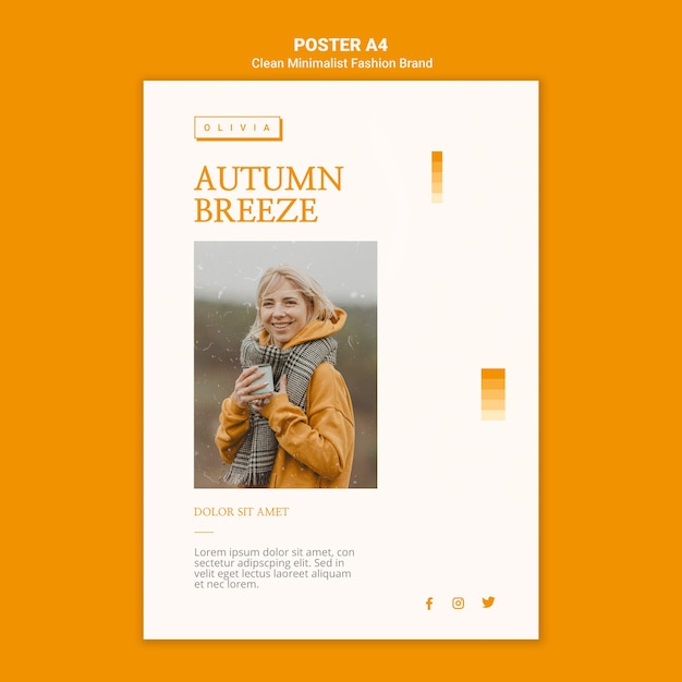 Free PSD poster template for minimalist autumn fashion brand