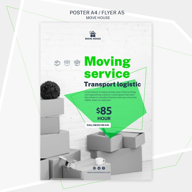 Free PSD poster template for moving service