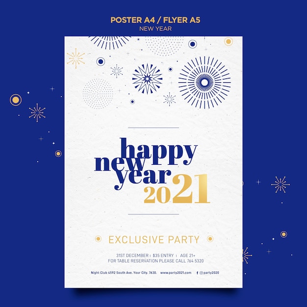 Free PSD poster template for new years party celebration