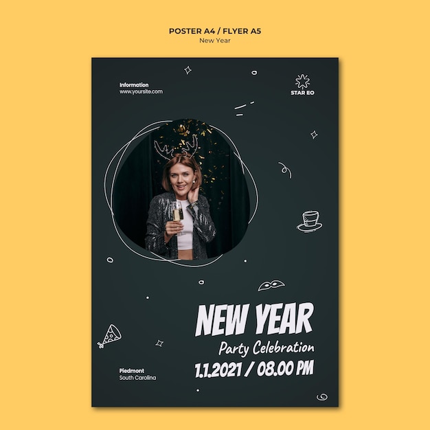 PSD gratuito modello di poster per la festa di capodanno