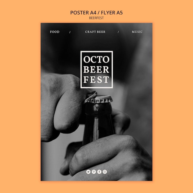 PSD gratuito modello di poster per octobeerfest