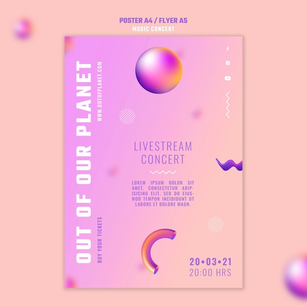 Free PSD poster template of out of our planet music concert