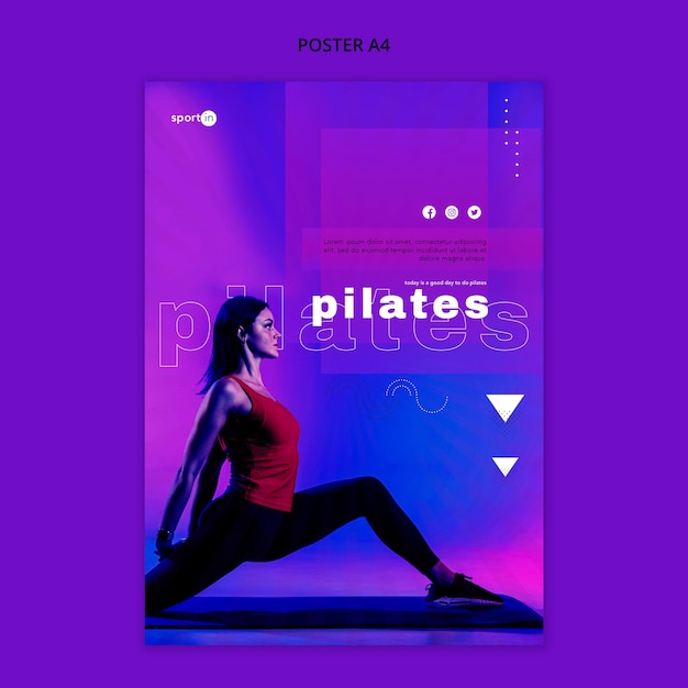 Addestramento di pilates di modello di poster