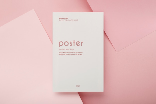 Free PSD poster template on pink colors background
