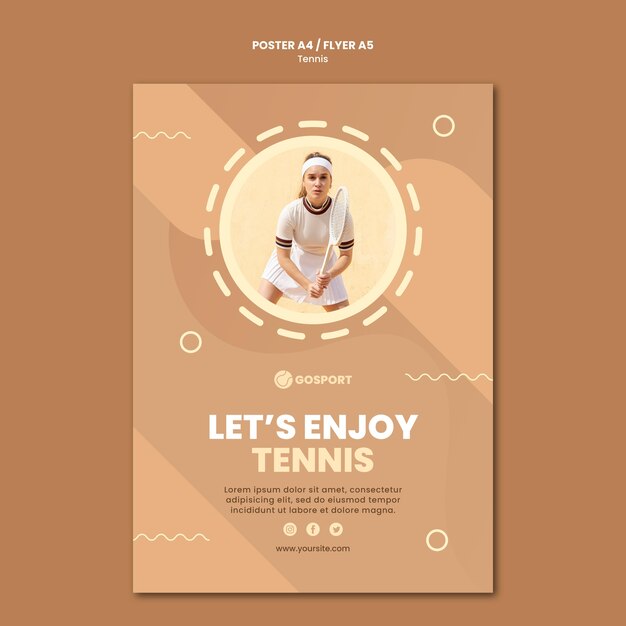 Poster template for playing tennis