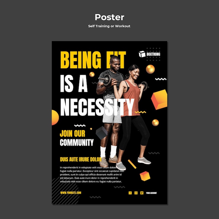 Free PSD poster template for self training and working out