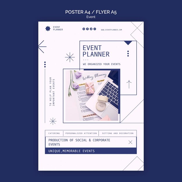poster template for social and corporate event planning