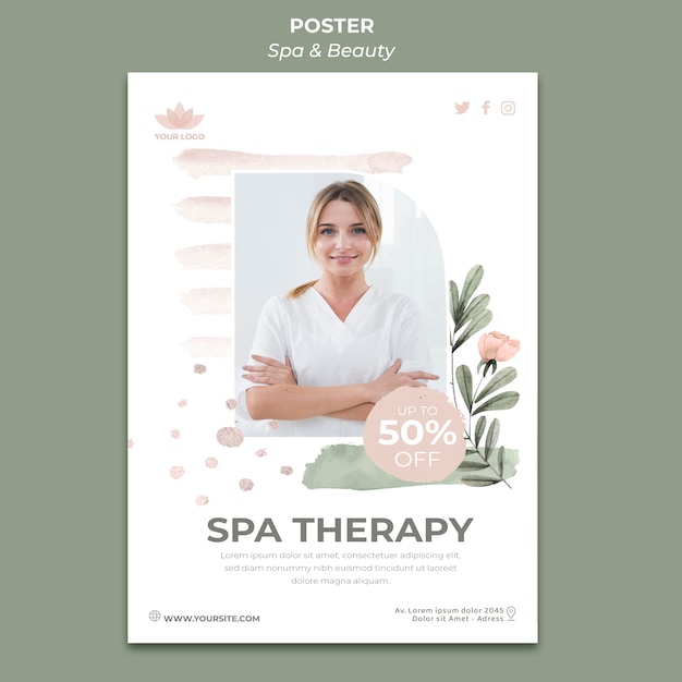 PSD gratuito modello di poster per spa e relax