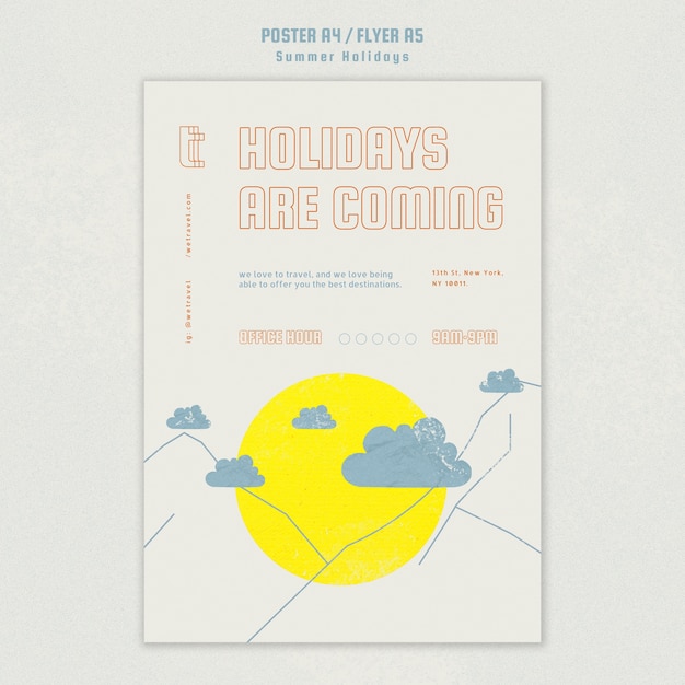 Free PSD poster template for summer vacation