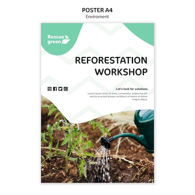 Free PSD poster template theme with environment