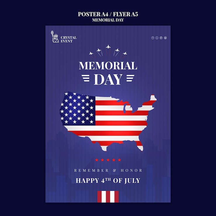 Free PSD poster template for usa memorial day